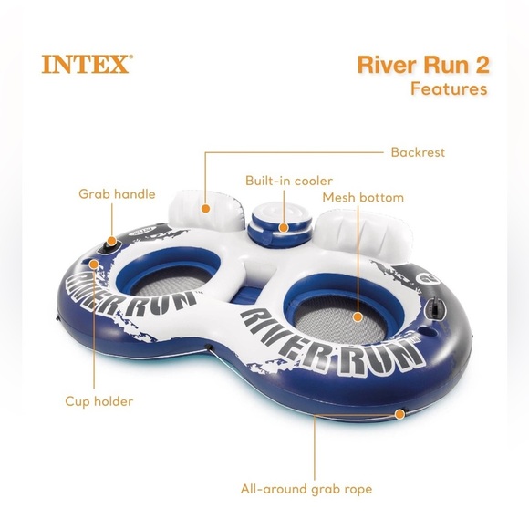 Intex River Run II 2 Person Tube Float + Cooler - Picture 2 of 14